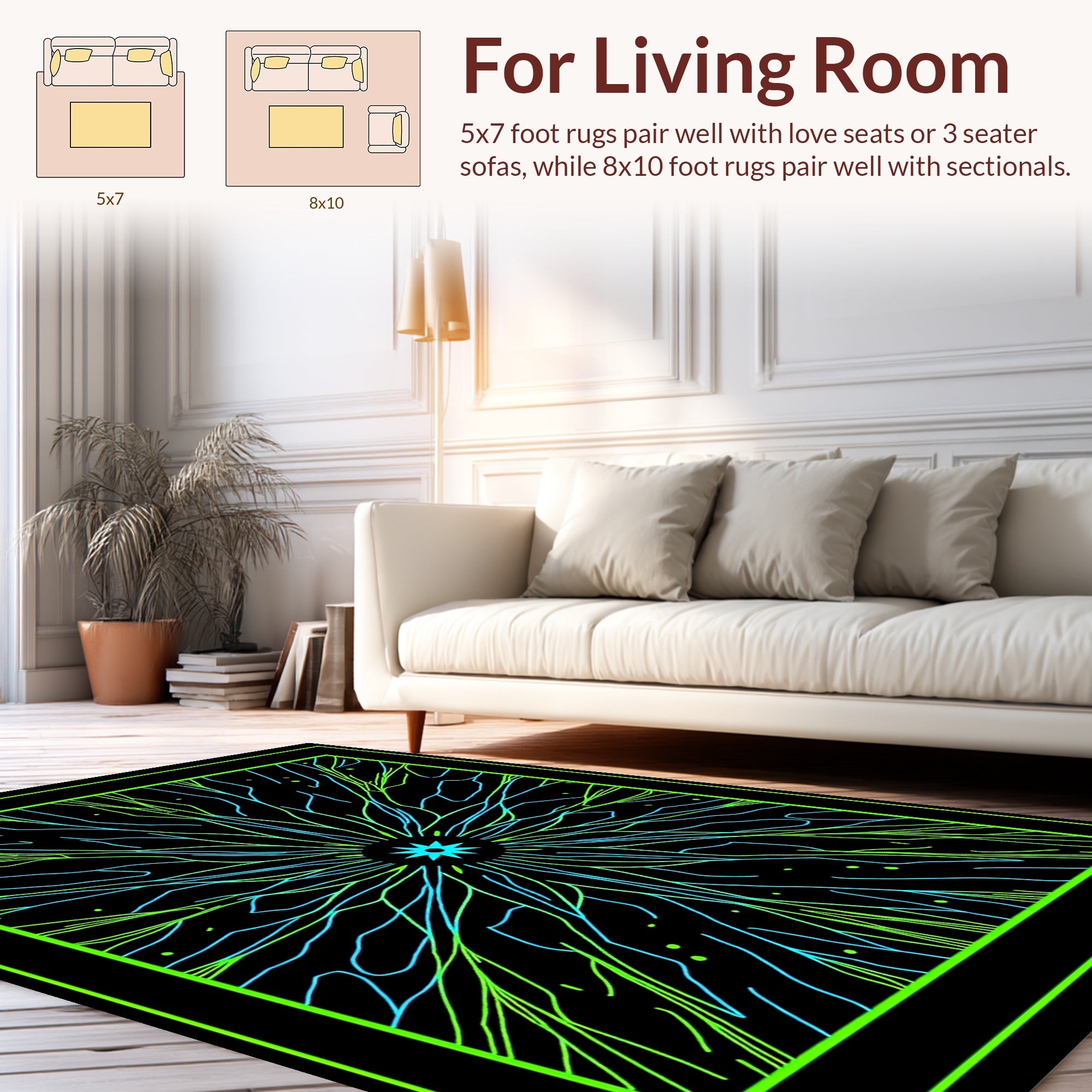 Neon Radial Starburst Design Rug