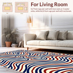 Wavy Stripes Red Blue Pattern Rug