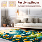 Spring Wave Floral Butterfly Scene Rug