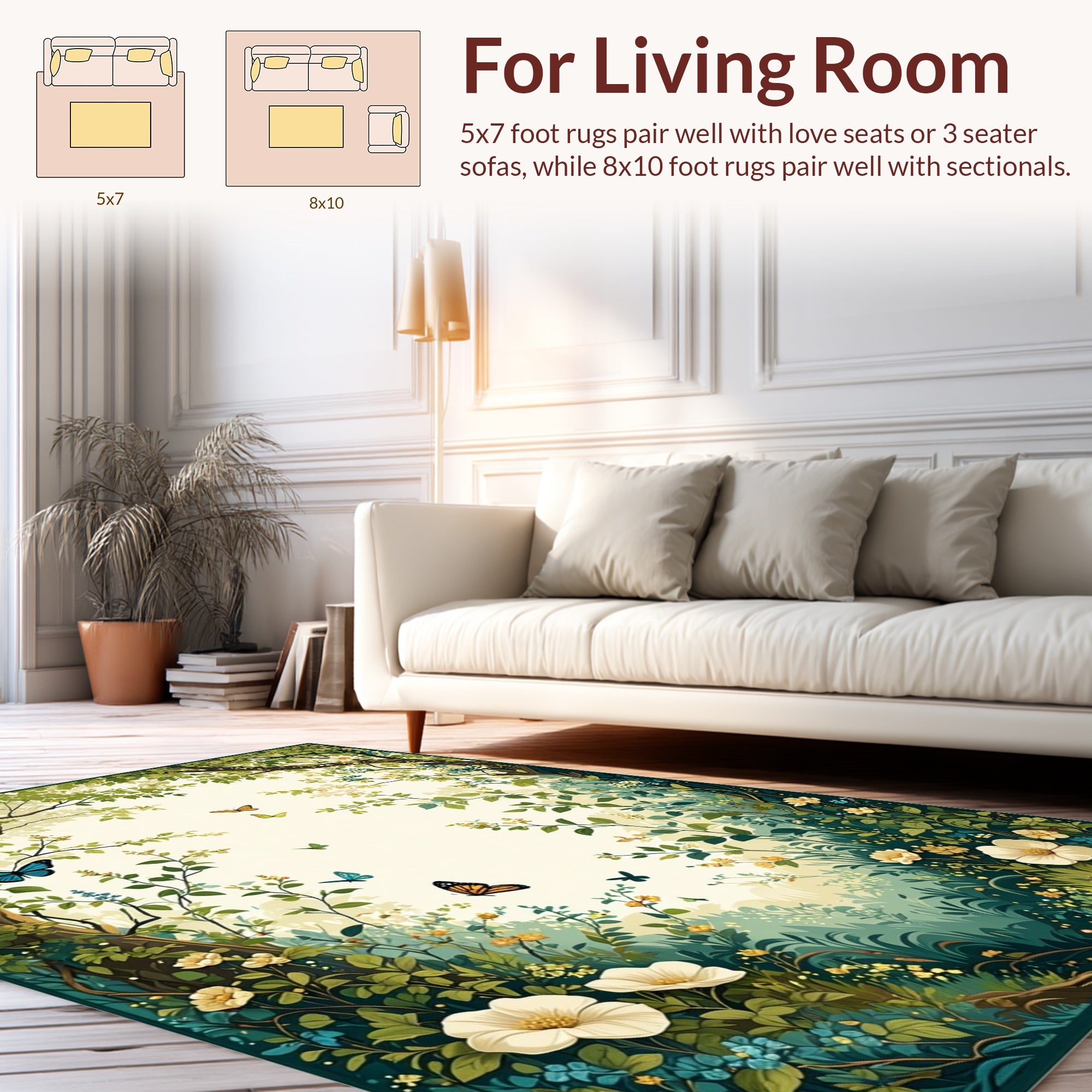 Enchanted Forest Butterfly Garden Rug
