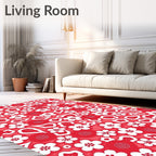 Crimson White Floral Medley Rug
