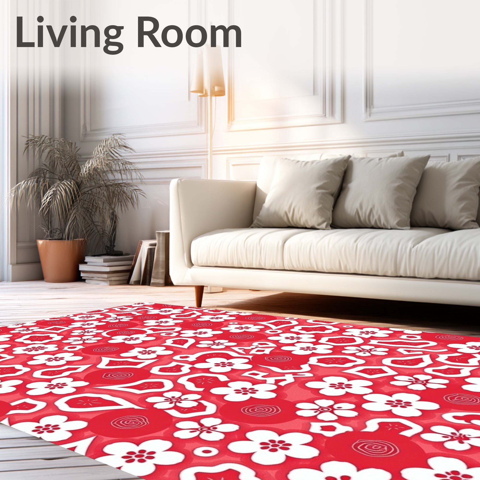 Crimson White Floral Medley Rug
