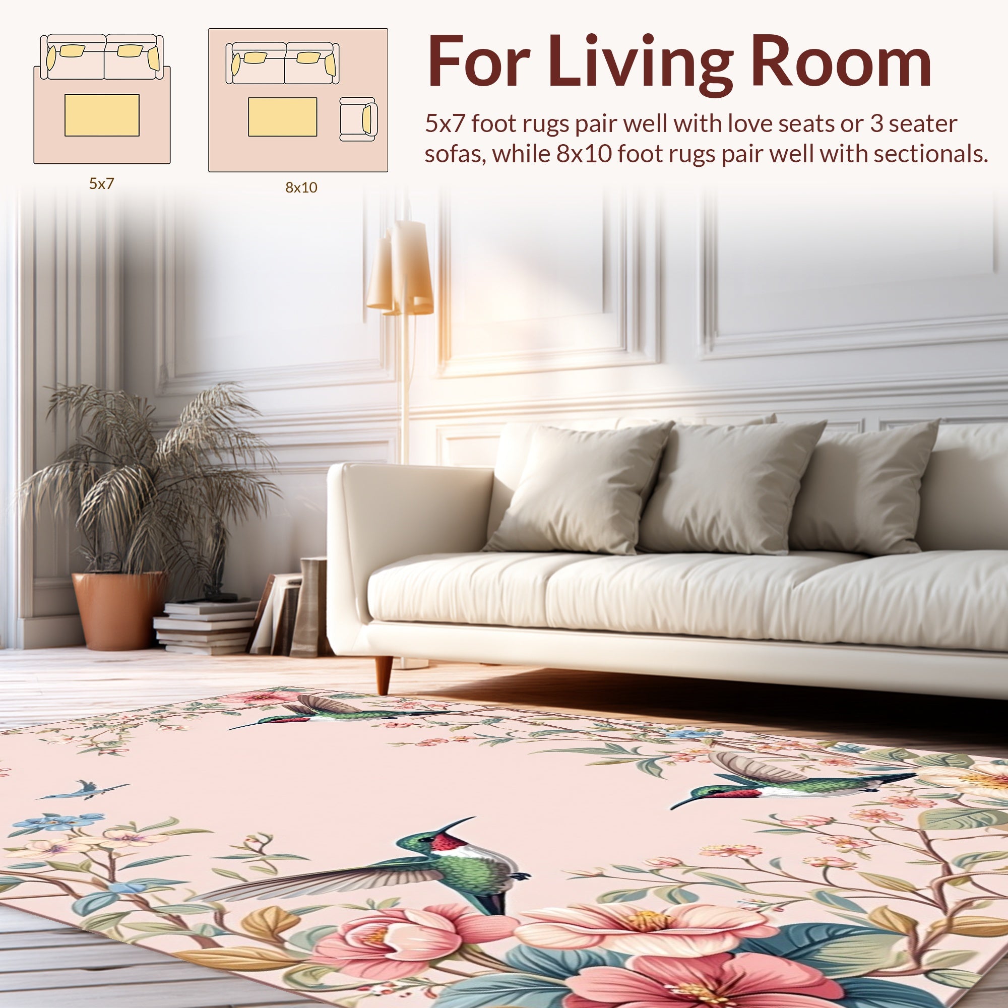 Hummingbird Floral Garden Pattern Rug