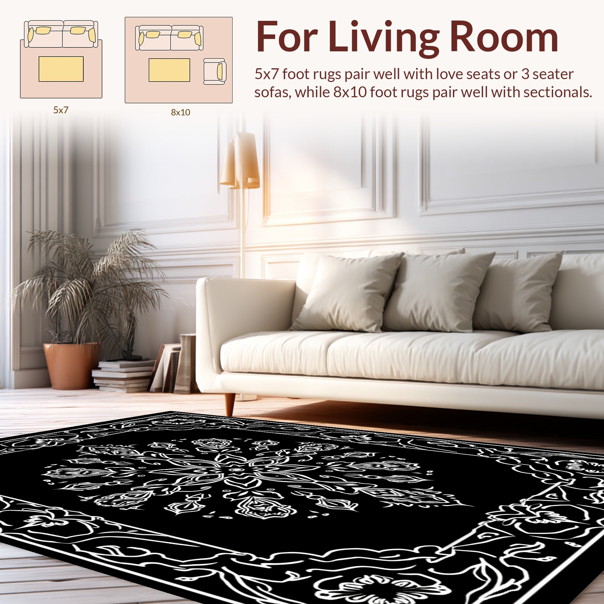 Ornate Floral Mandala Pattern Rug