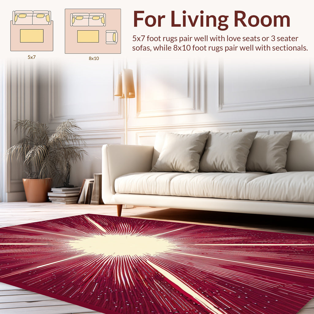 Radiant Sunburst Pattern with Starry Effect Rug