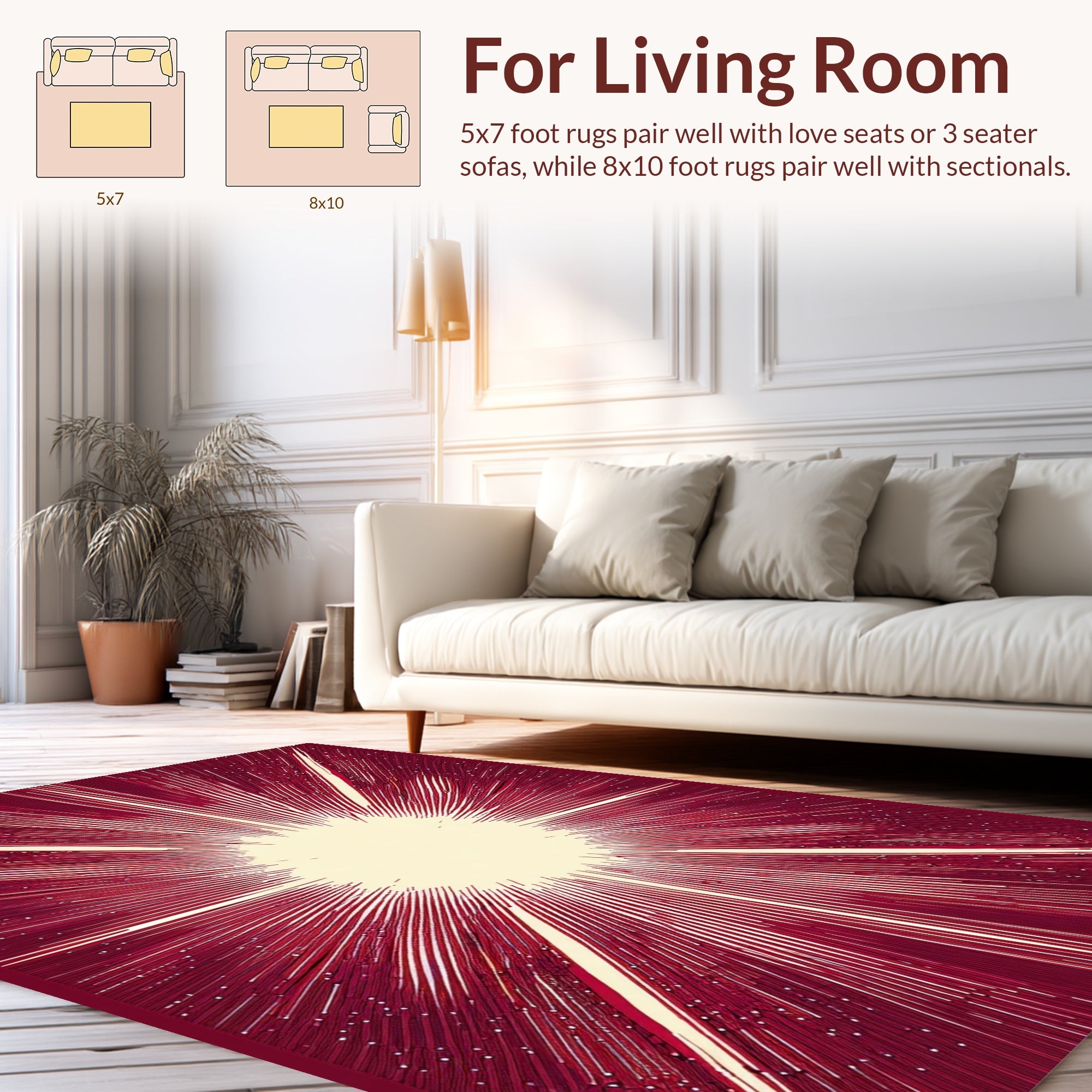 Radiant Sunburst Pattern with Starry Effect Rug