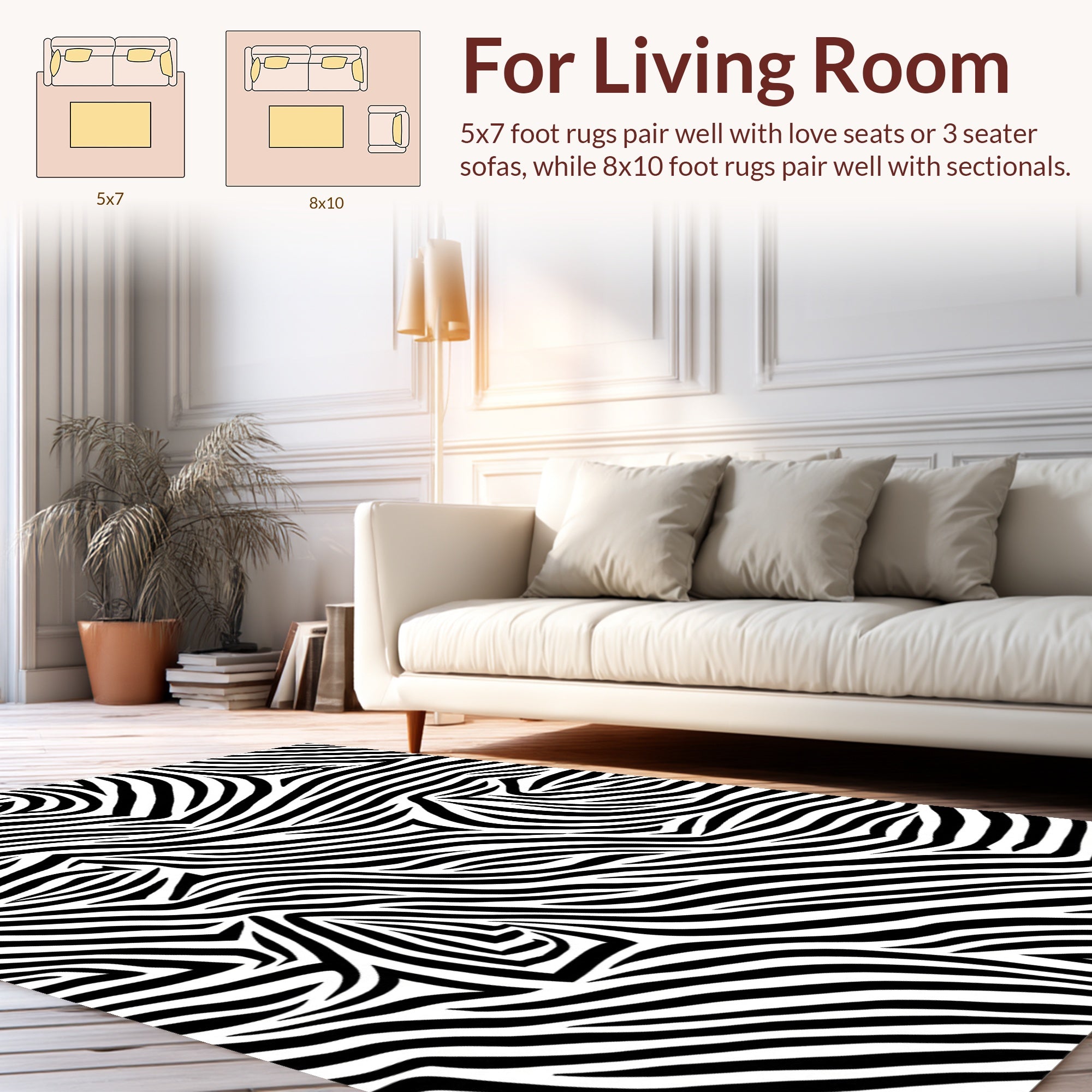 Bold Black White Stripe Pattern Rug