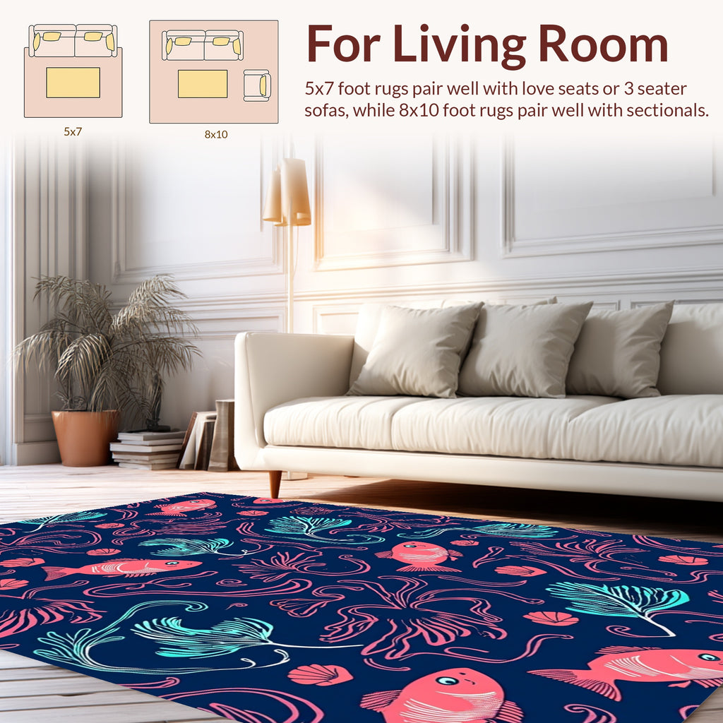 Coral Reef Fish Seaweed Pattern Rug