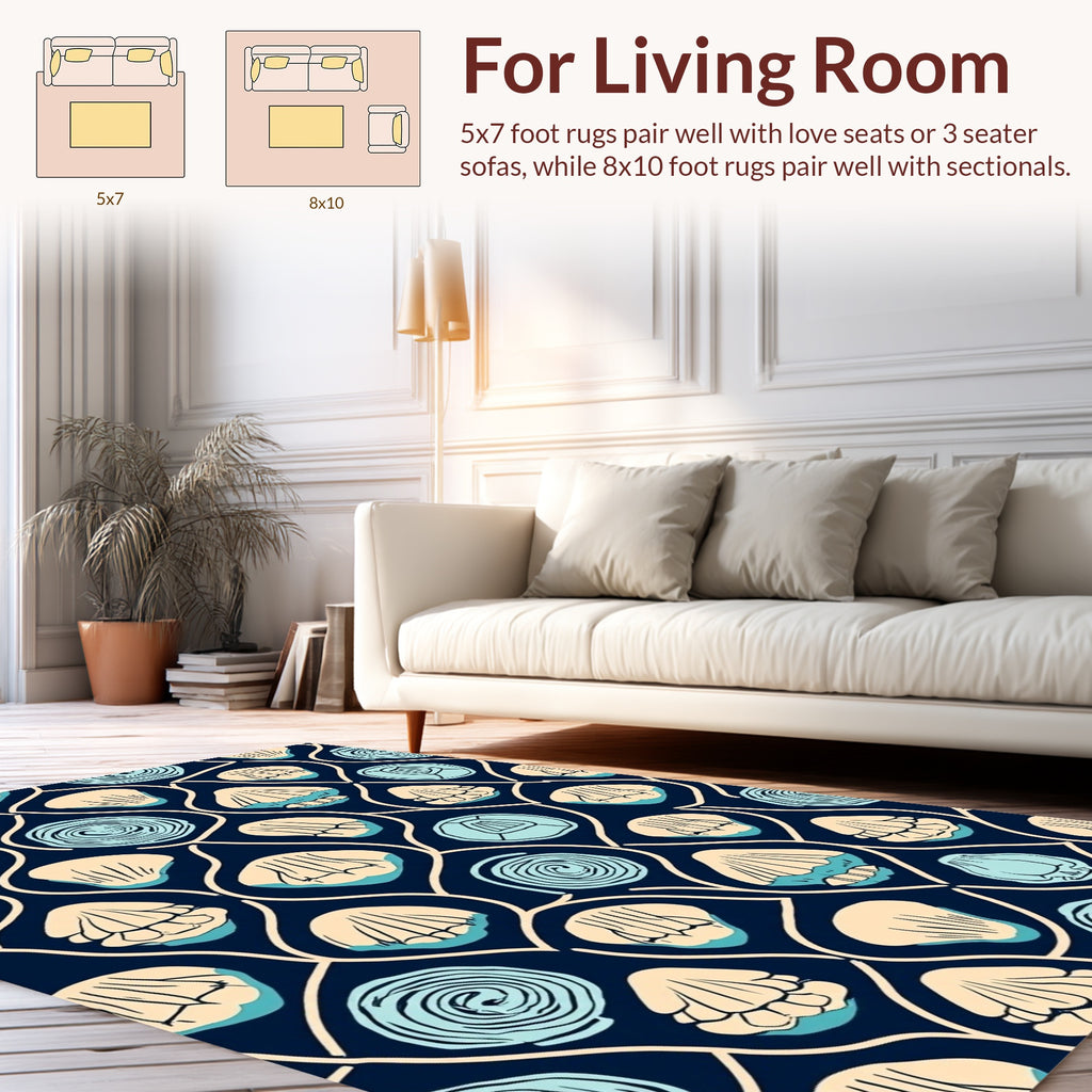 Coastal Shell and Swirl Pattern Design Rug