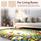 Floral Frame With Butterflies Design Rug