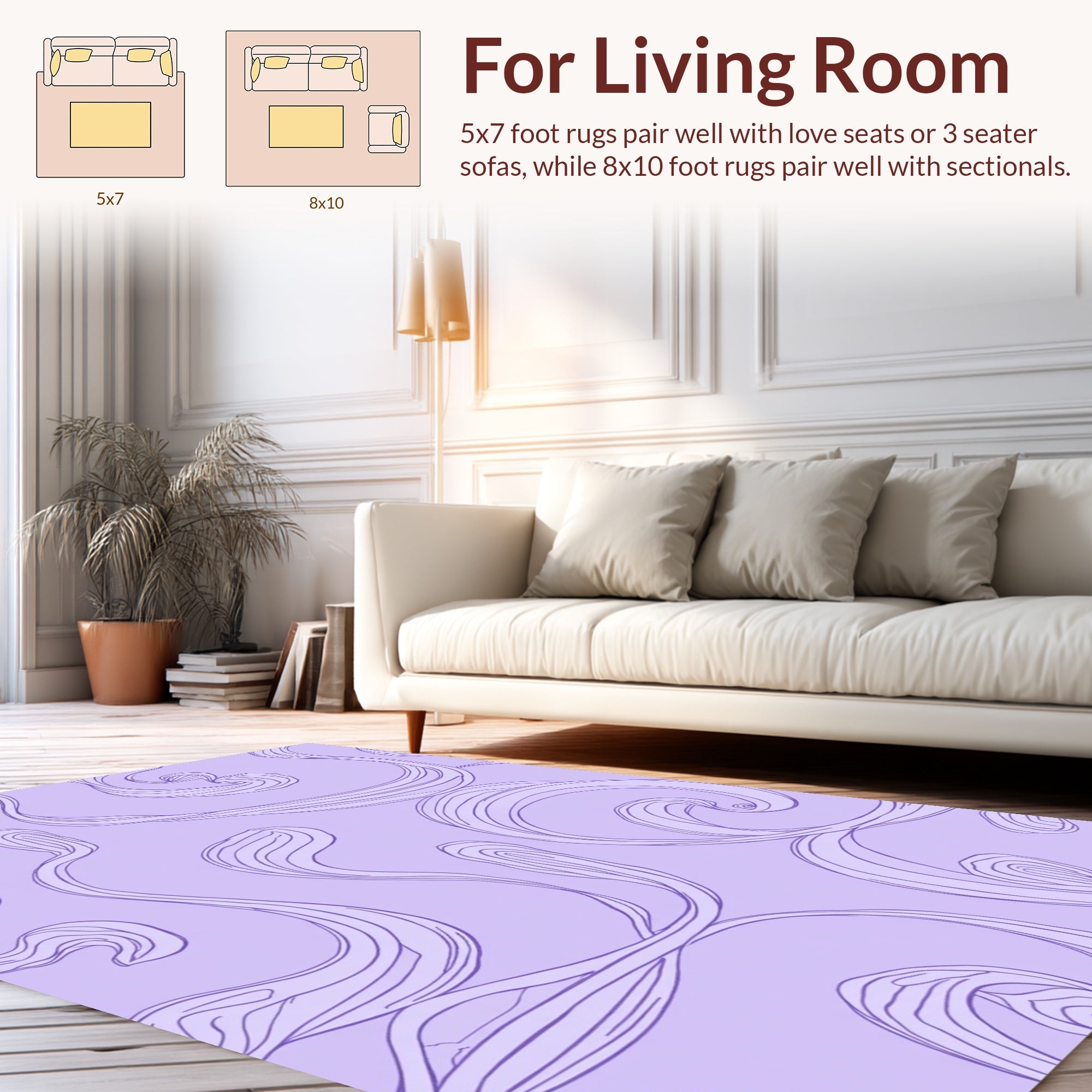 Flowing Swirl Line Art Pattern Rug