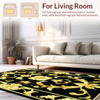 Ornate Gold Floral Vintage Tapestry Rug
