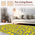 Yellow Abstract Curving Lines Design Rug