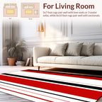 Bold Red Black White Stripe Pattern Rug