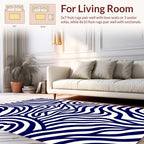Bold Navy Zebra Print Design Rug