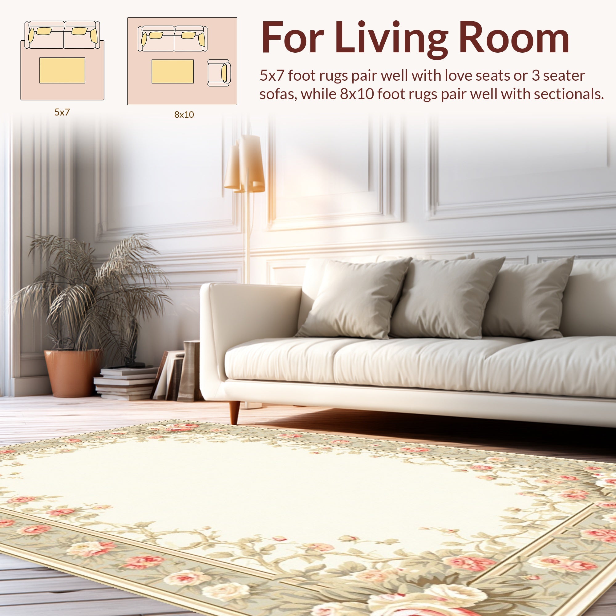 Vintage Floral Border Design Rug