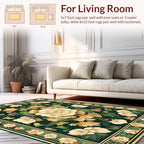 Ornate Floral Botanical Dark Green Rug