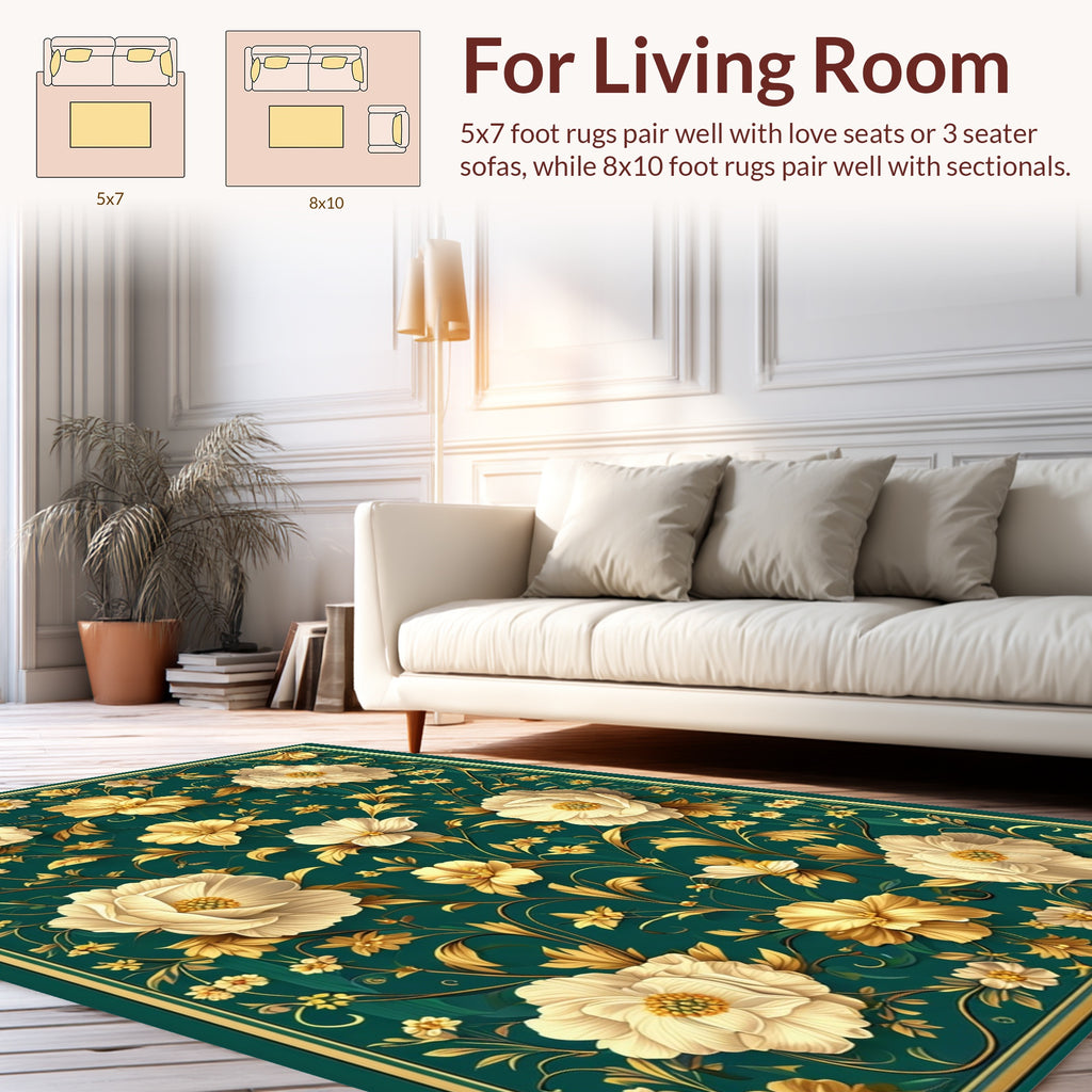 Elegant Floral Acanthus Scroll Pattern Rug