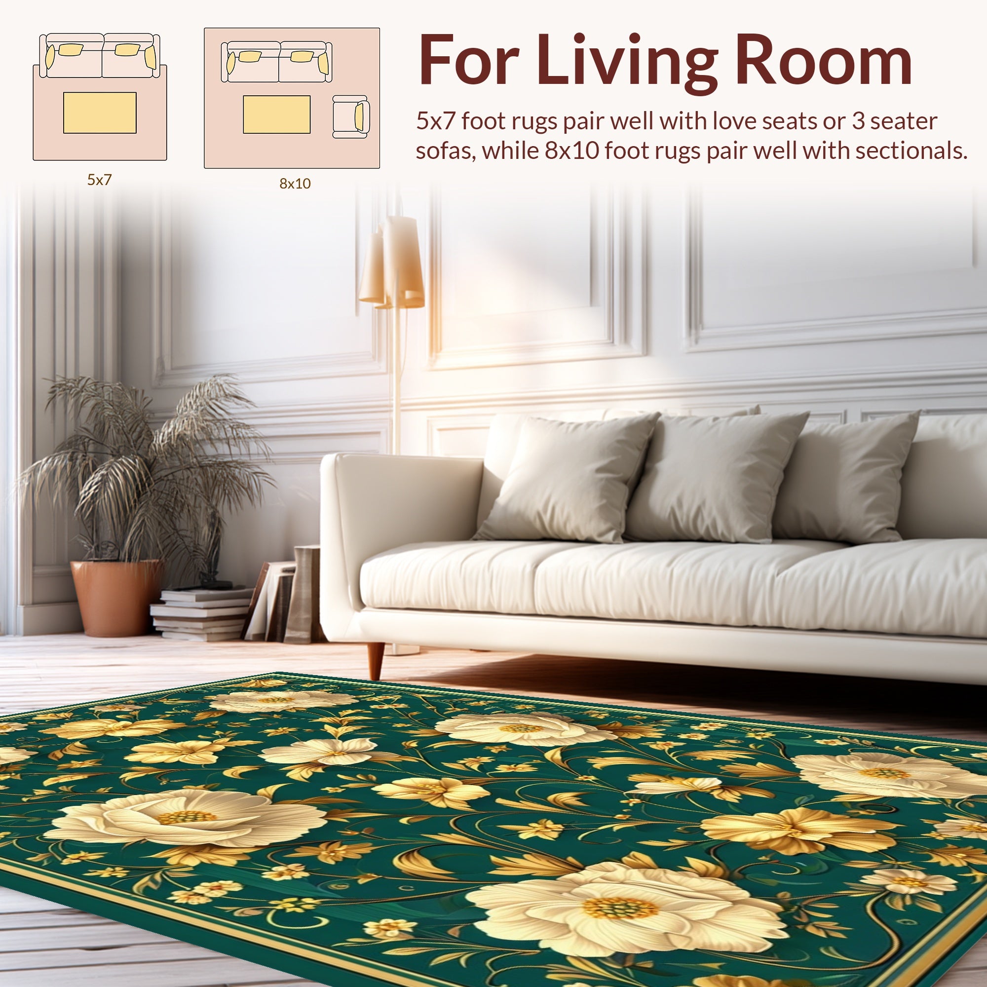 Elegant Floral Acanthus Scroll Pattern Rug