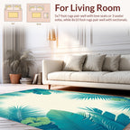 Tropical Green Leaf Frame Design Rug