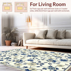 Vintage Blue Cream Floral Vines Rug