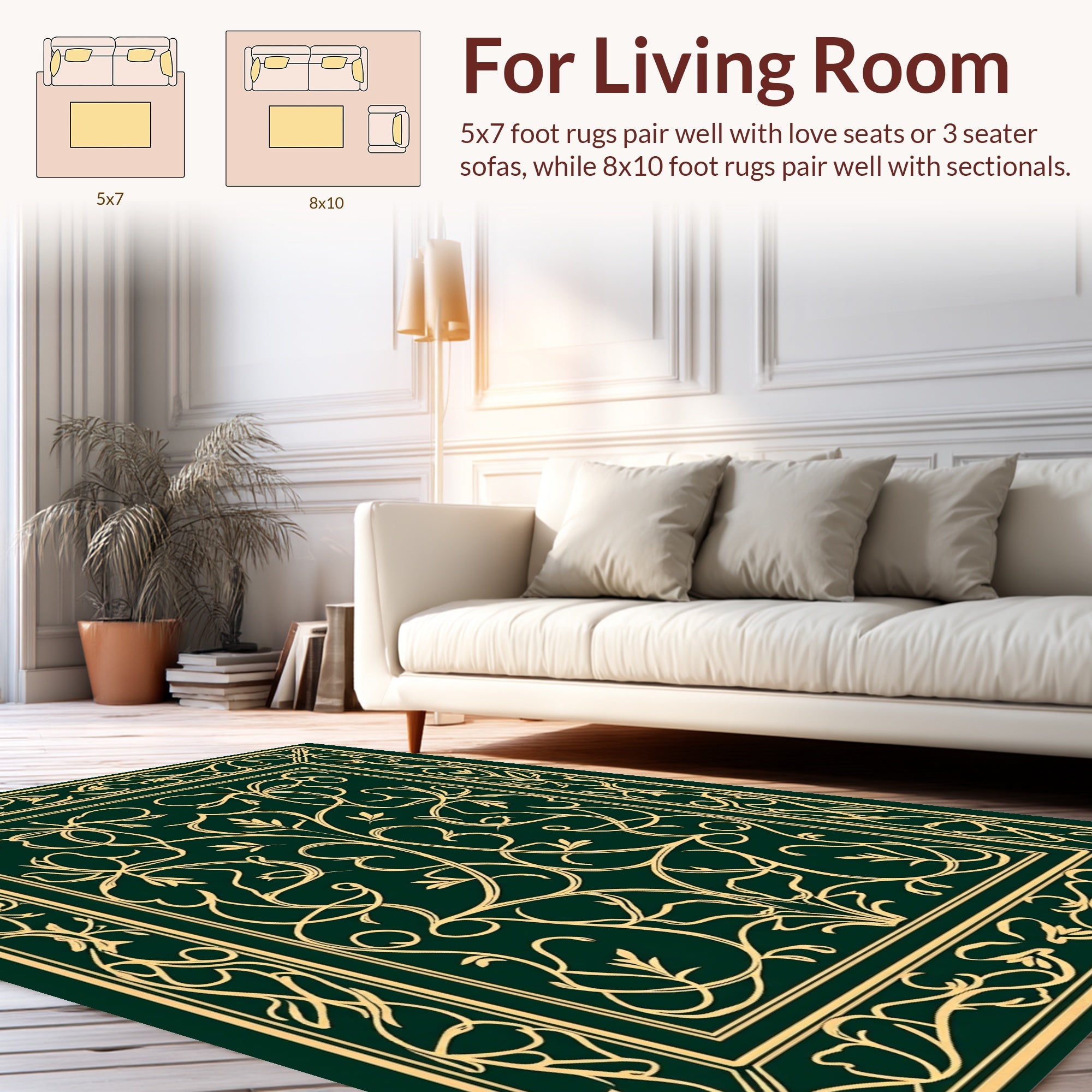 Elegant Floral Scrollwork Pattern Design Rug