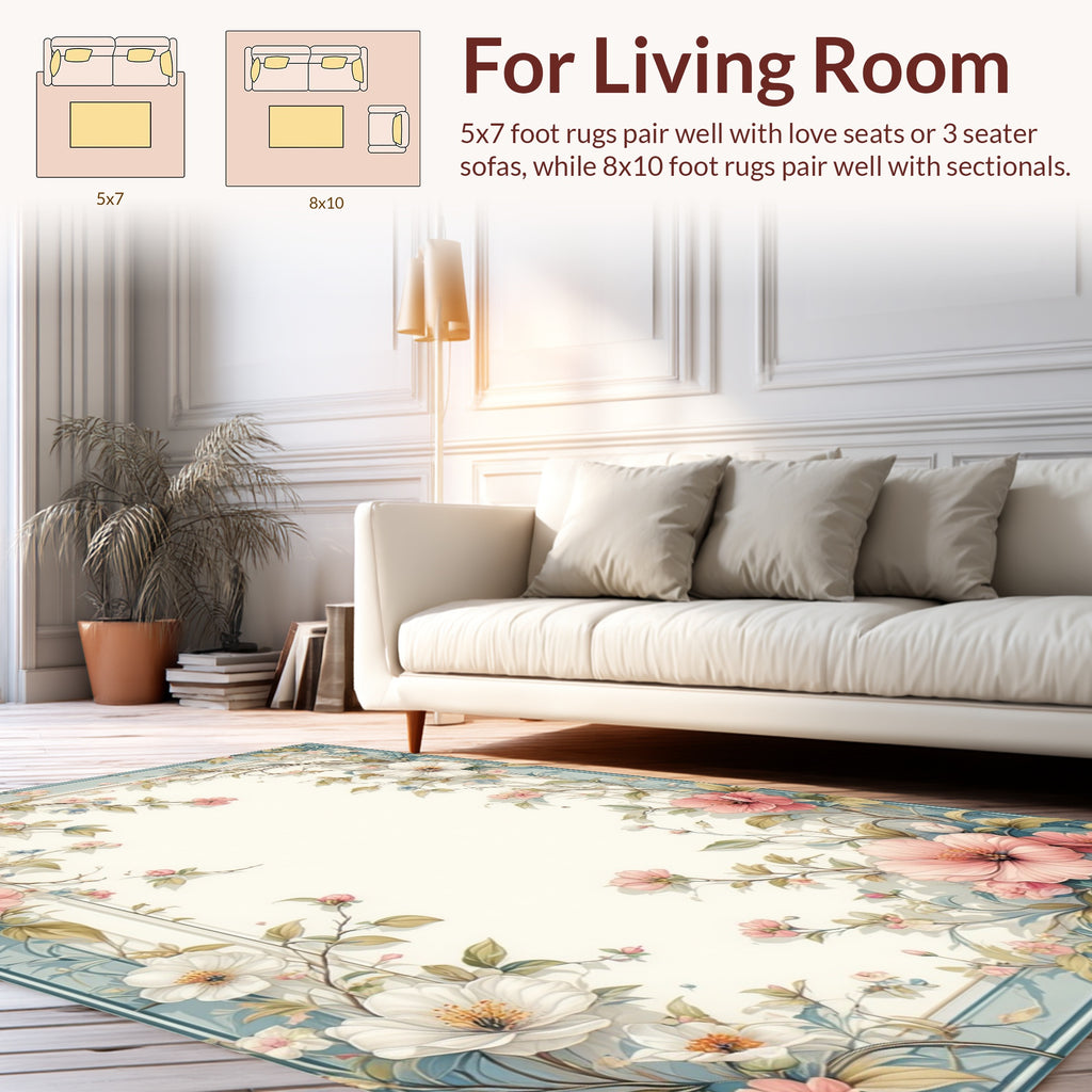 Soft Floral Vines With Delicate Blooms Rug