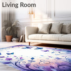 Whimsical Butterfly Floral Vine Design Rug