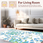Abstract Blue Floral Vine Design Rug