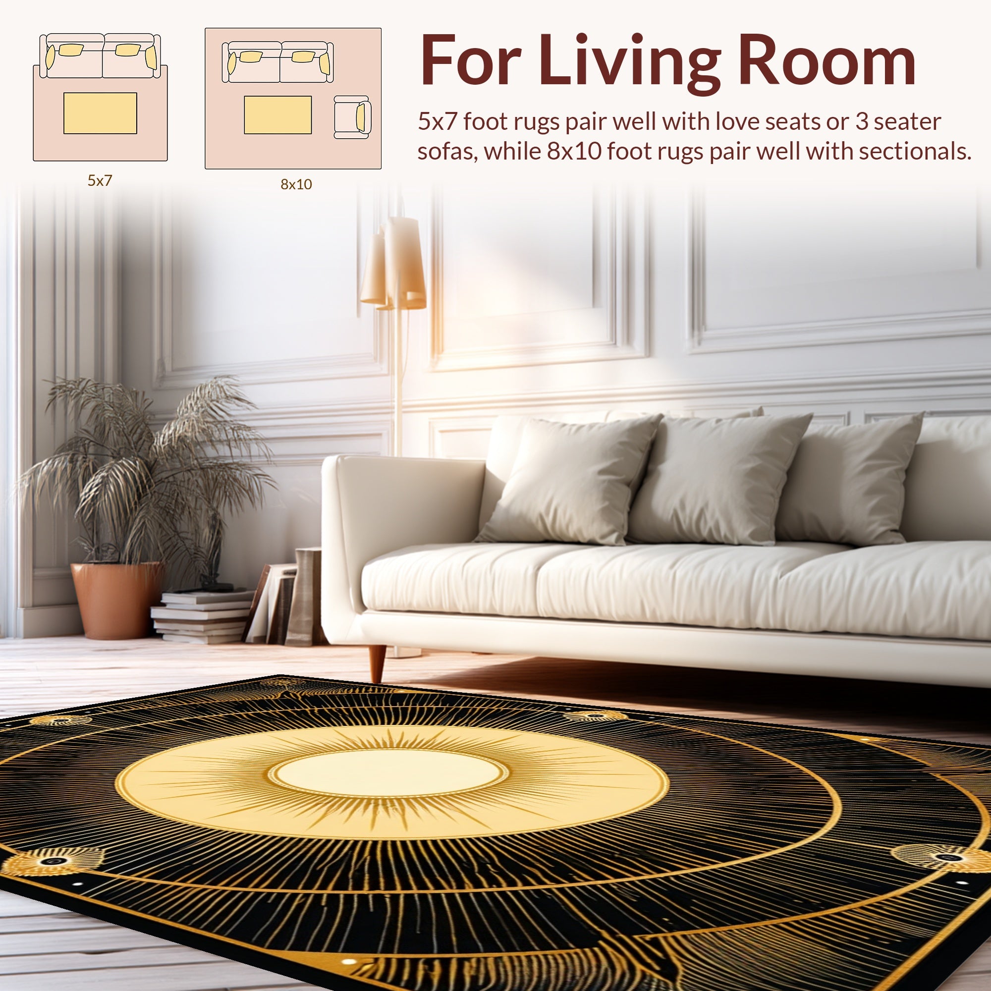 Radiant Sun Geometric Pattern Rug