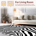 Abstract Black White Wave Pattern Rug