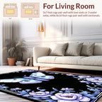 Elegant Lavender Moth Floral Frame Rug