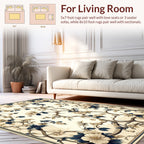 Cream Floral Vine Art Nouveau Rug