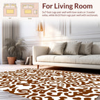 Abstract Organic Brown White Pattern Rug