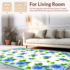 Vibrant Blue Floral Vine Design Rug