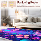 Vibrant Floral Neon Bloom Design Rug