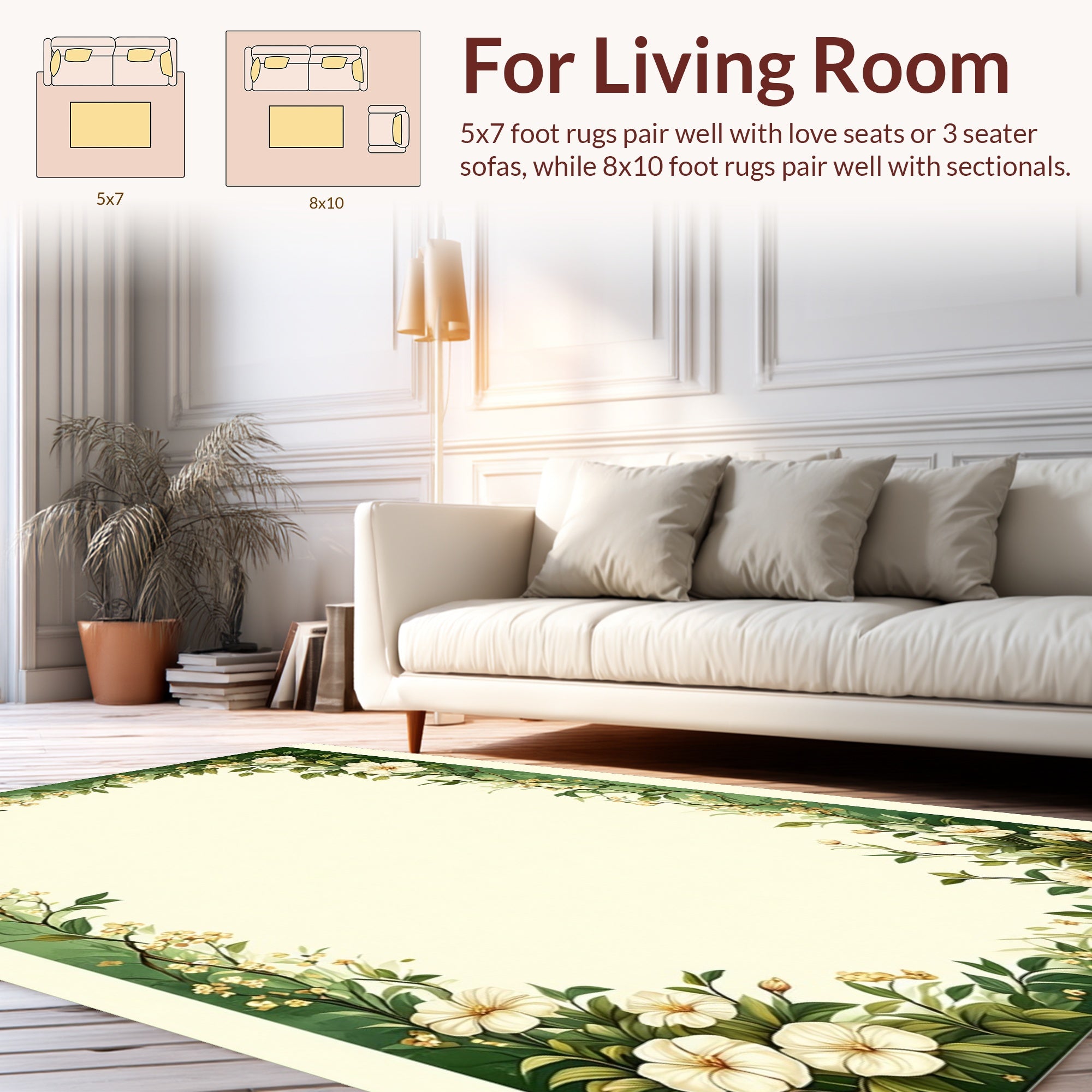 Vine Botanical Floral Garden Rug