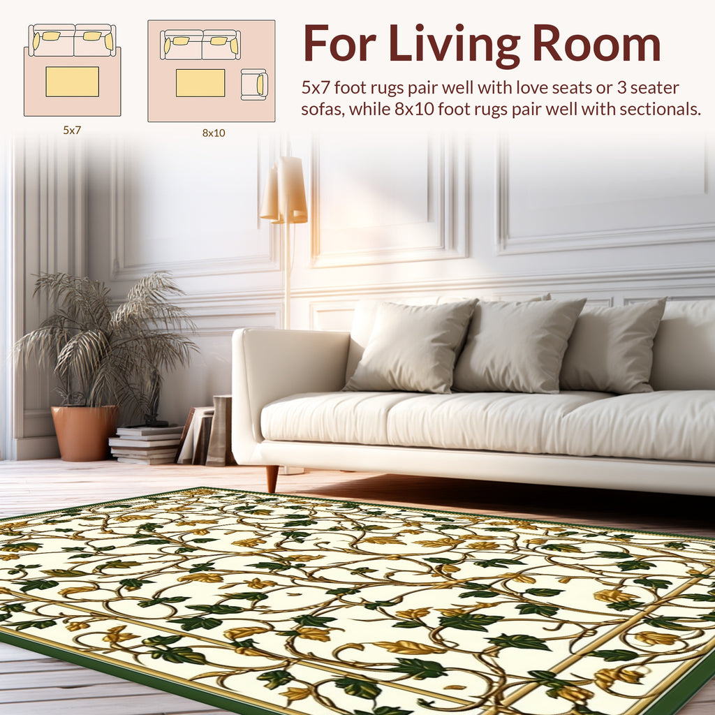 Vine and Leaf Classic Floral Design Rug