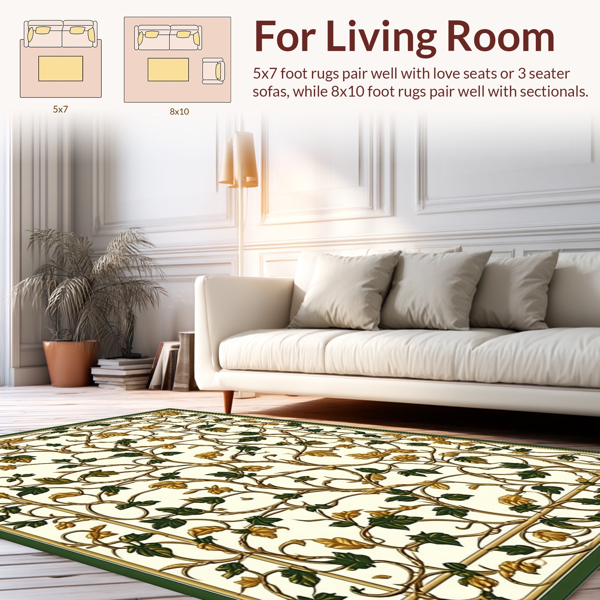 Vine and Leaf Classic Floral Design Rug