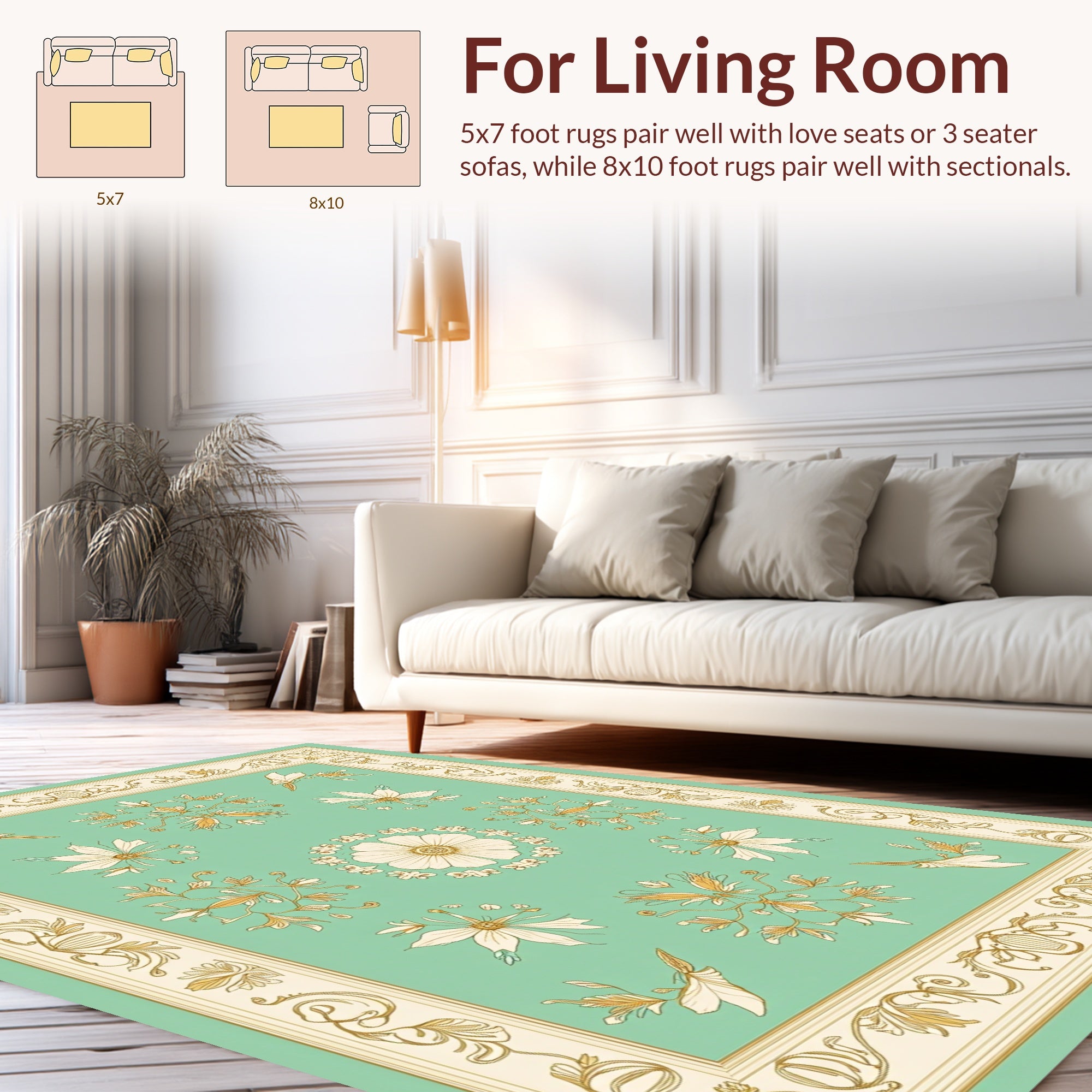 Trellis Floral Cream Gold Pattern Rug