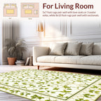 Green Vine Floral Intricate Border Rug