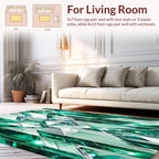 Emerald Gemstone Geometric Reflection Rug