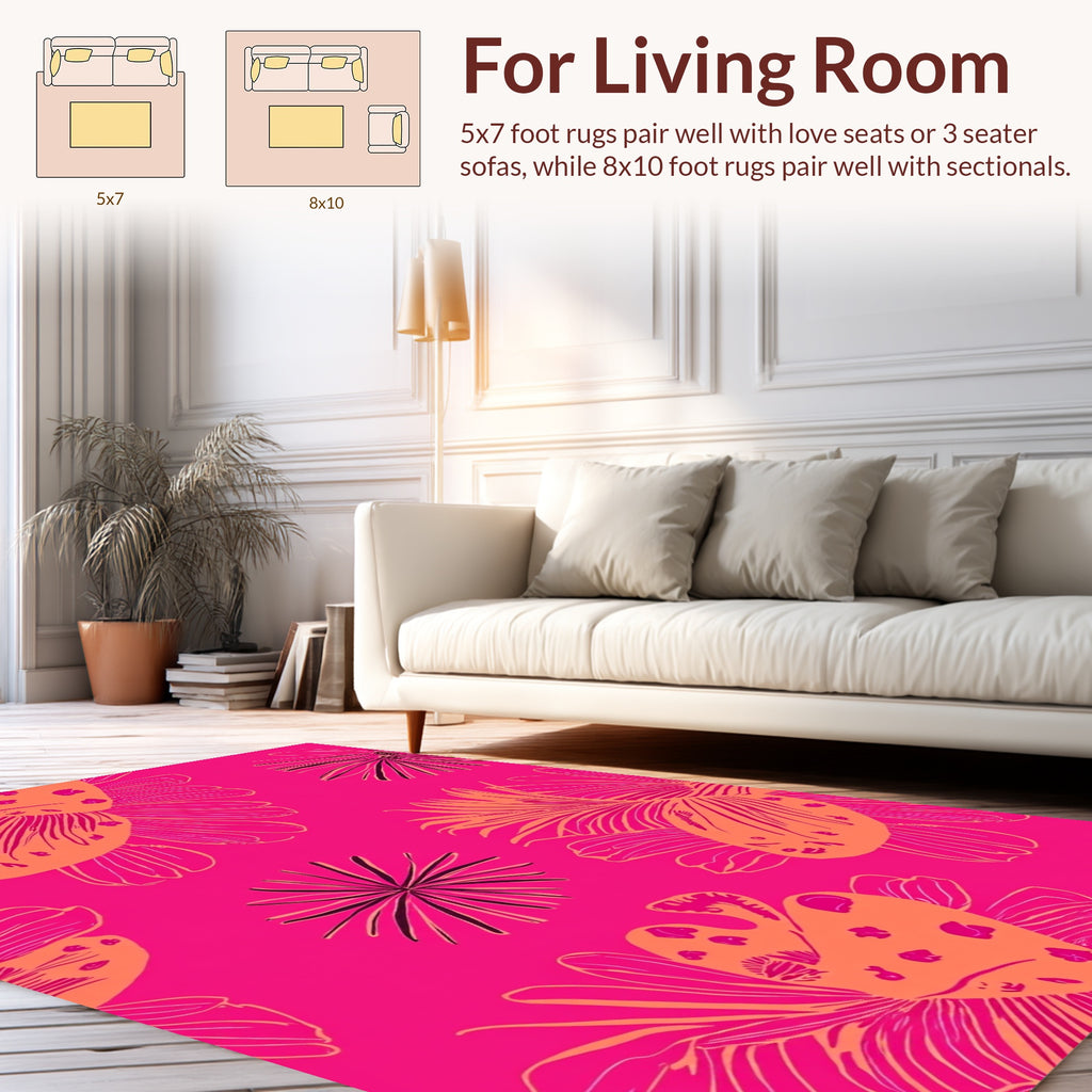Bold Floral Pattern Animal Graphics Rug