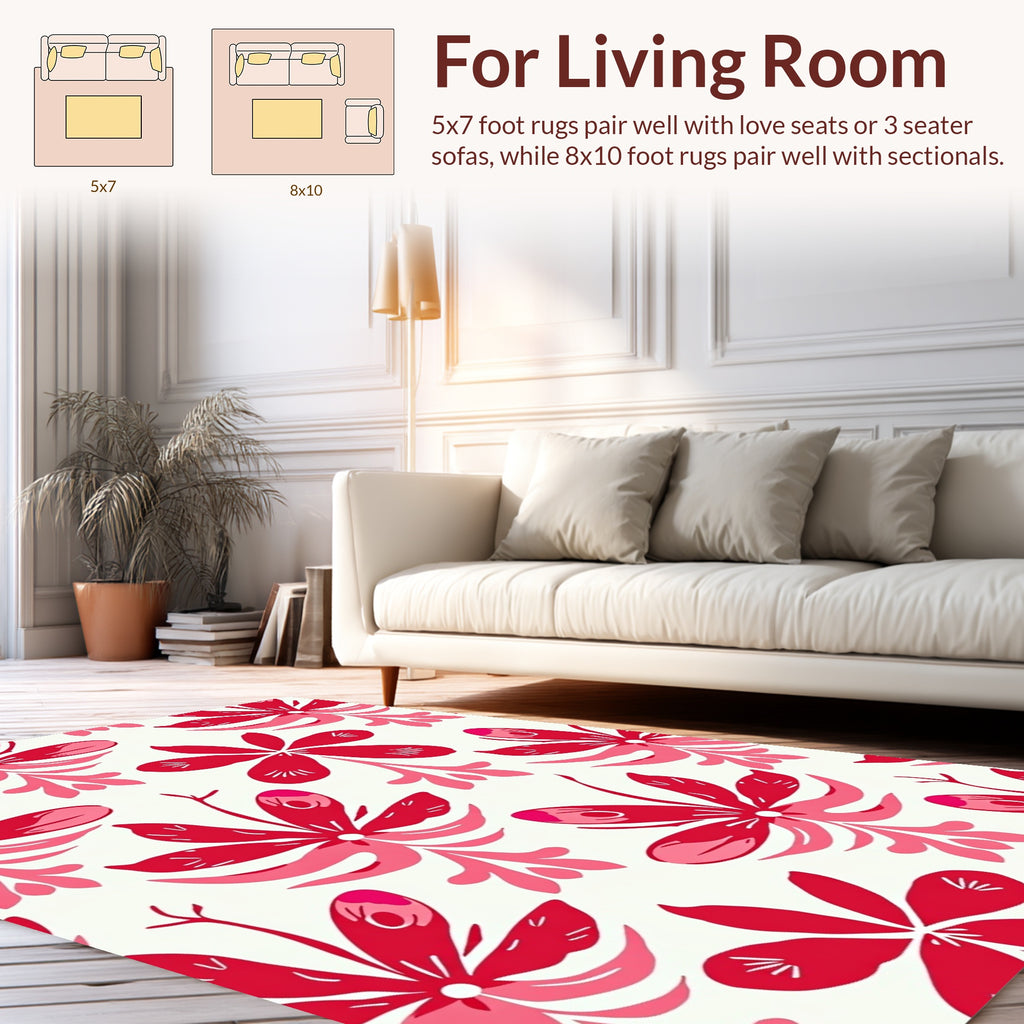Bold Red Floral Motif Rug
