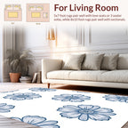 Blue Floral Pattern with Outline Rug