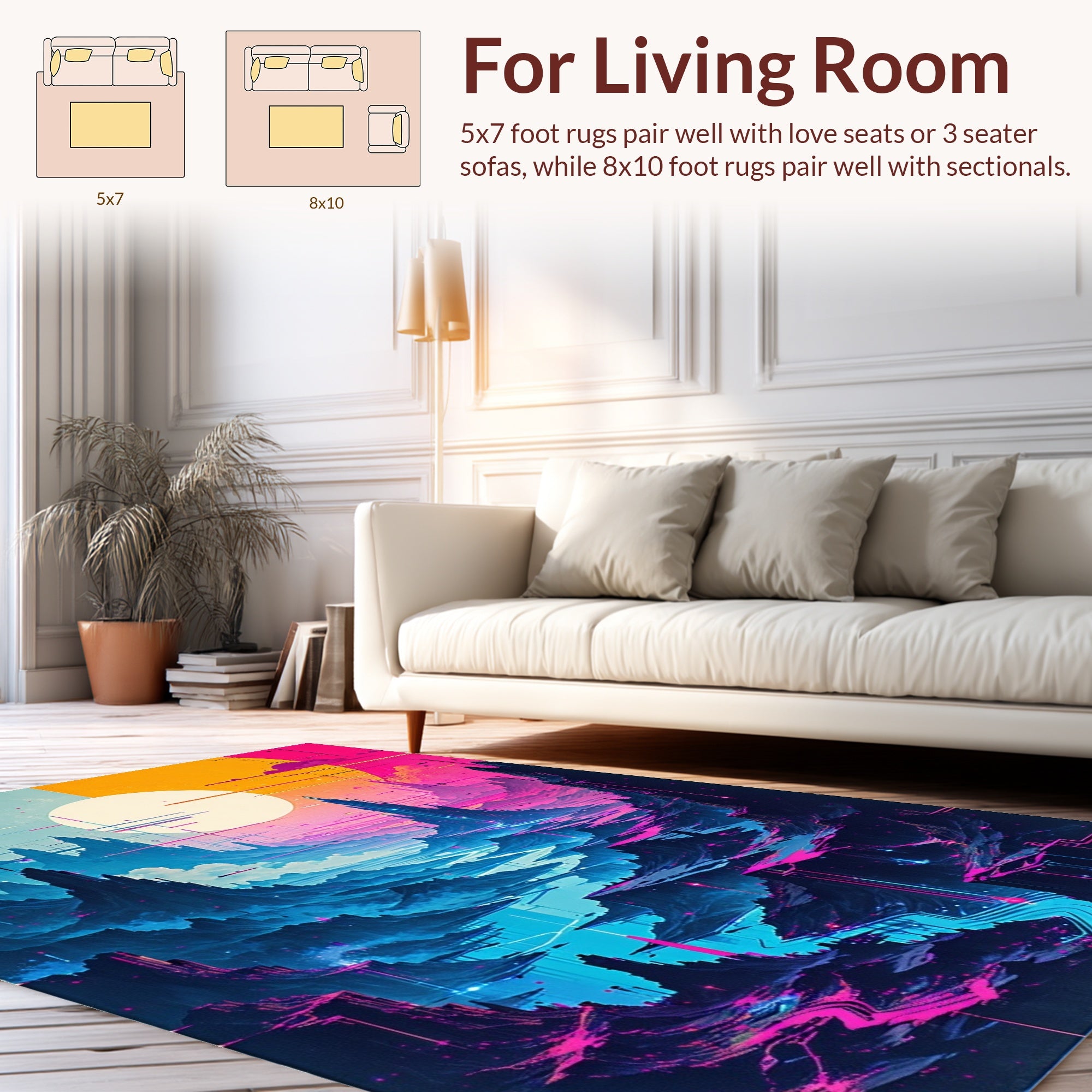 Electric Neon Mountain River Pathway Rug