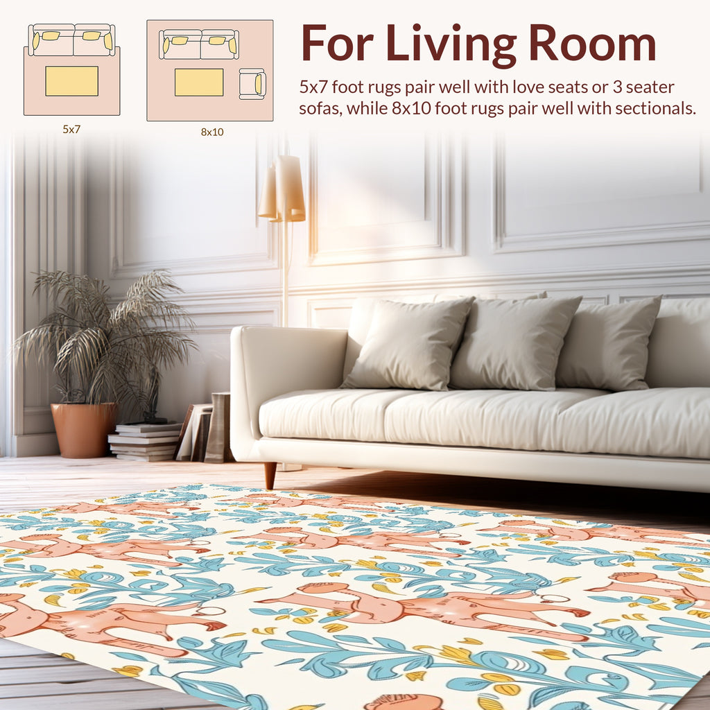 Whimsical Pink Creatures Floral Lawn Rug