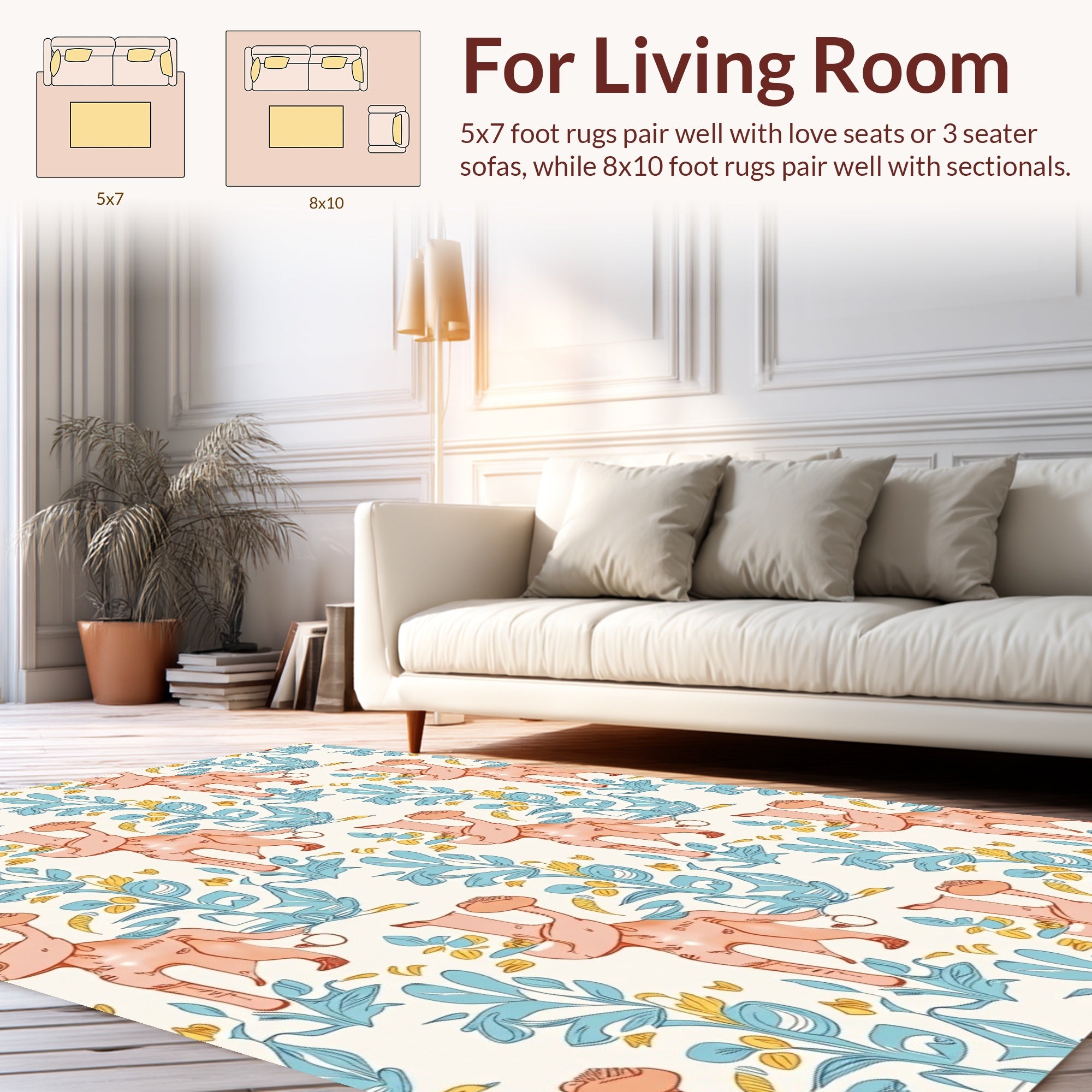 Whimsical Pink Creatures Floral Lawn Rug