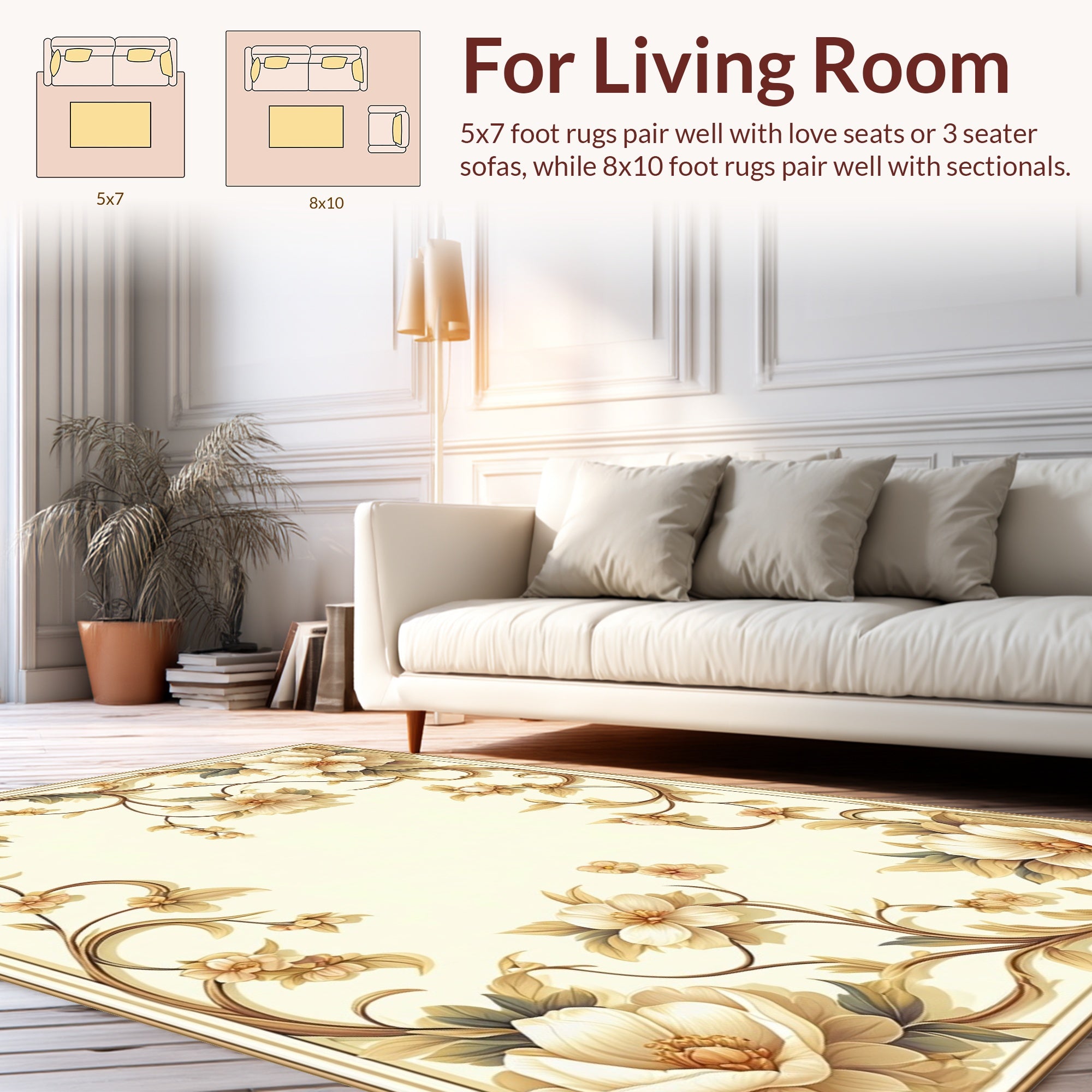 Elegant Floral Branches With Blossoms Design Rug