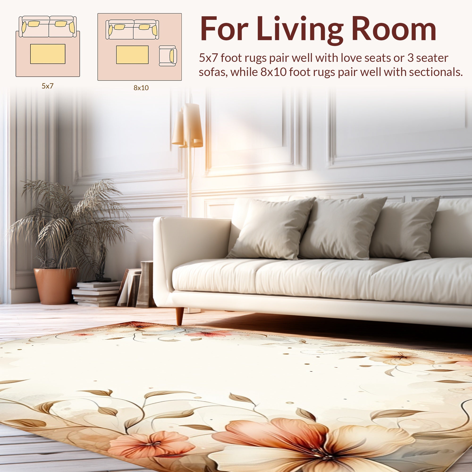 Elegant Floral Vines Soft Pastel Rug